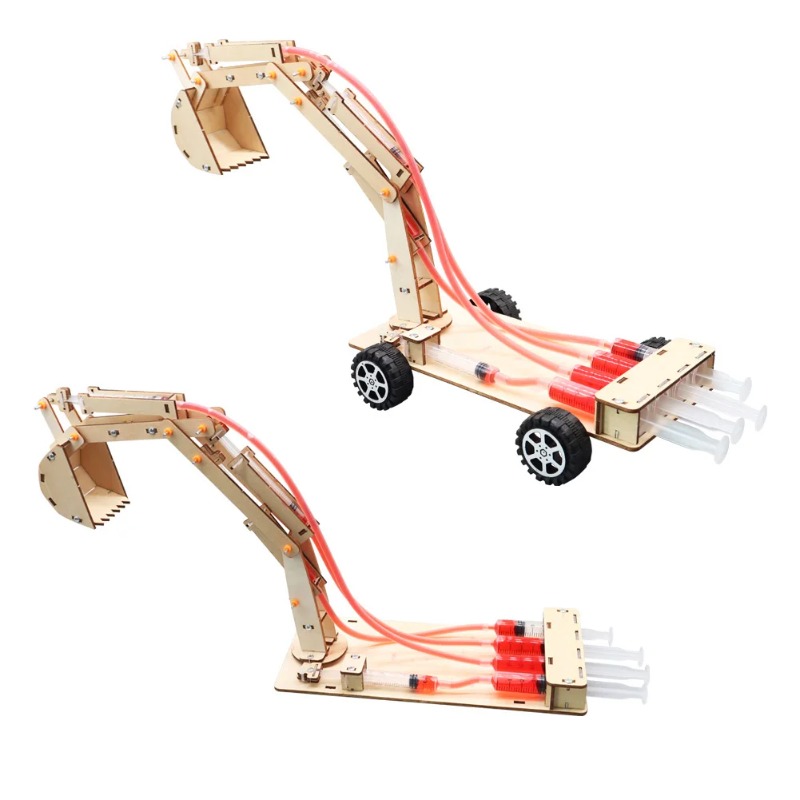 Science Nature - Handmade Hydraulic Excavator DIY Student Technology
