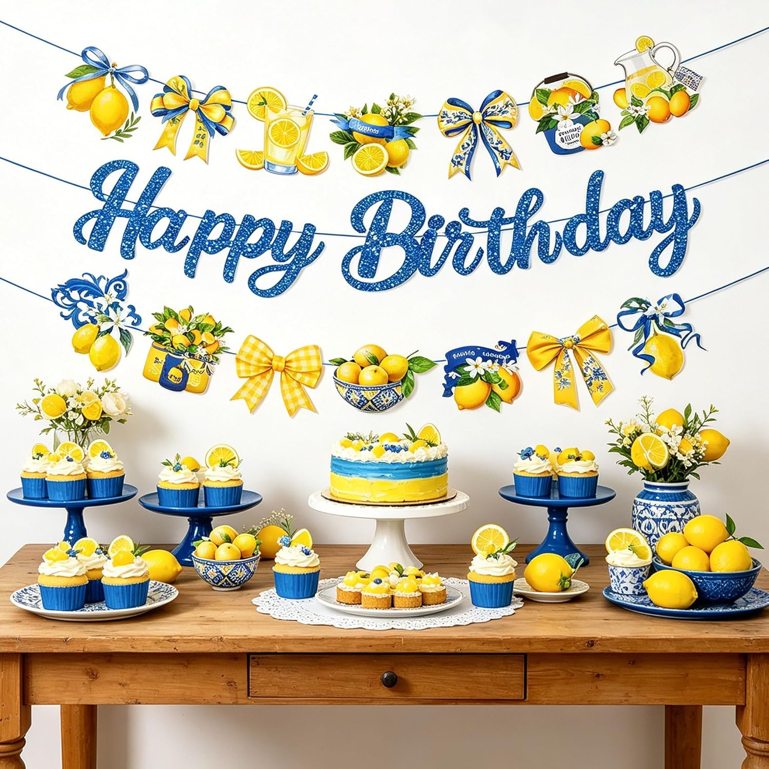 Science Of Happiness - Blue Yellow Lemon Happy Birthday Banner