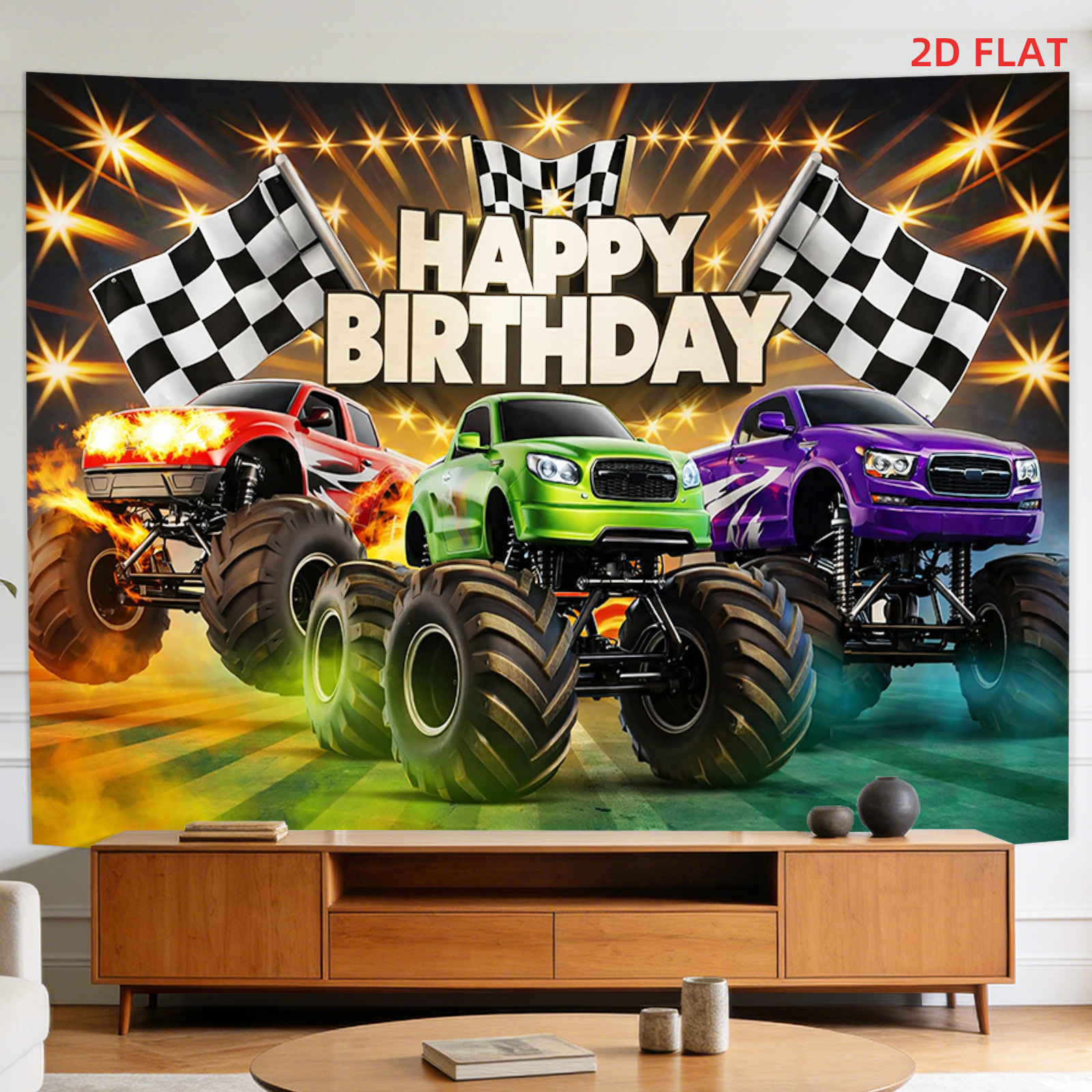 Science Of Happiness - Happy Birthday Car Tapestry Wall Hanging