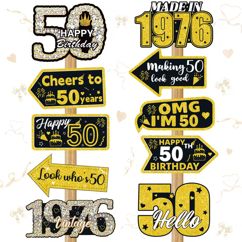 Science Of Happiness - 50th Birthday Yard Signs Black Gold